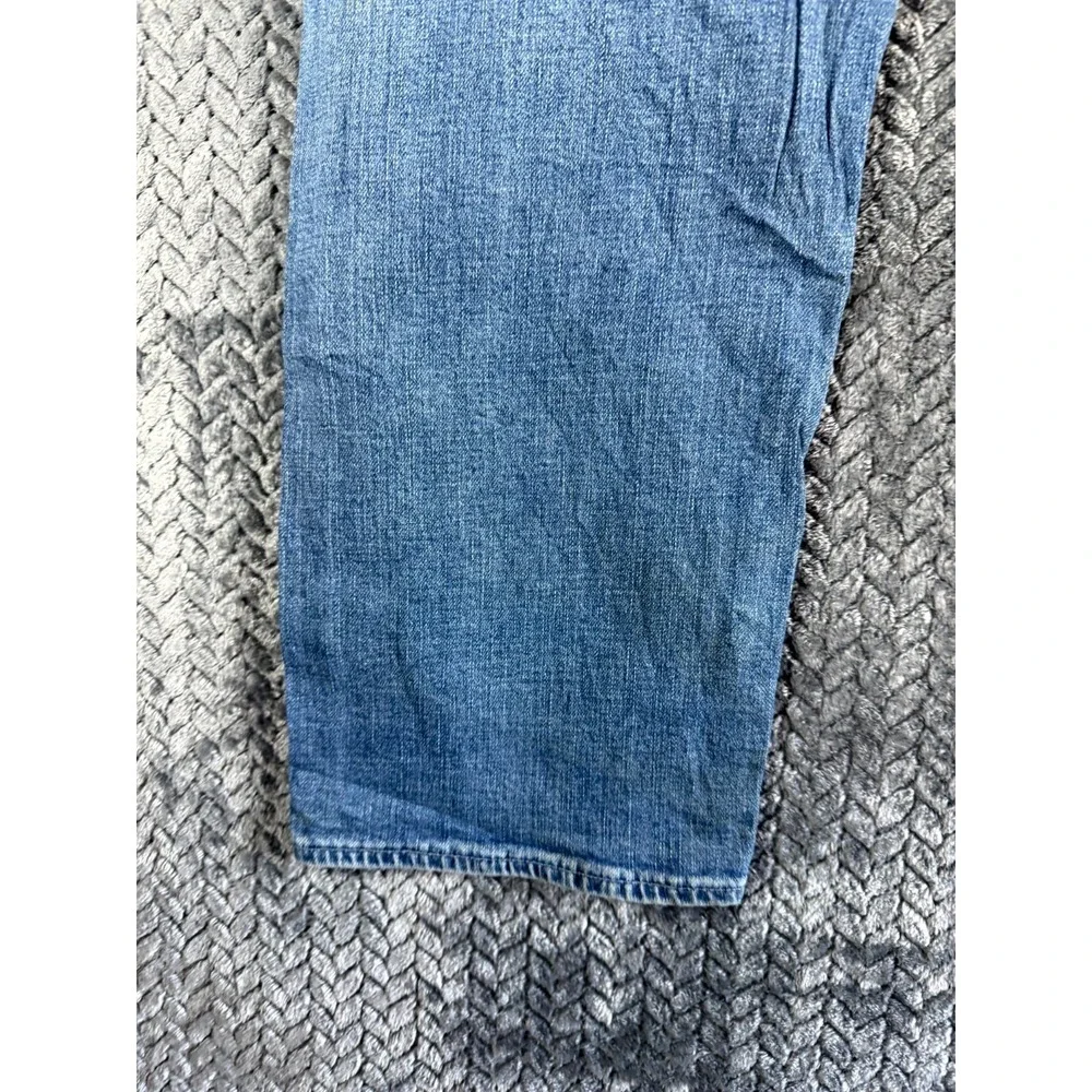 Levi's 502 Straight‎ Jeans Mens 34x32 Blue Whiskering Denim Mid Rise Distressed